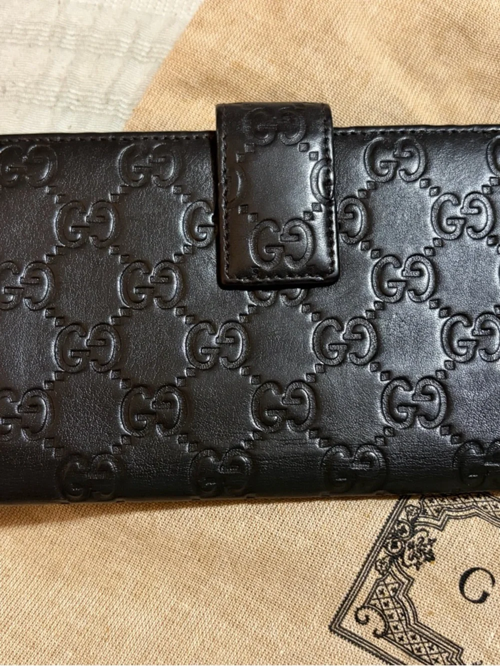 Gucci Dark Brown Embossed GG Leather Long Wallet with Gold Double G - Picture 7 of 10